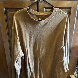 Men's Carhartt L Tall Original Fit Long Sleeve Brown Shirt